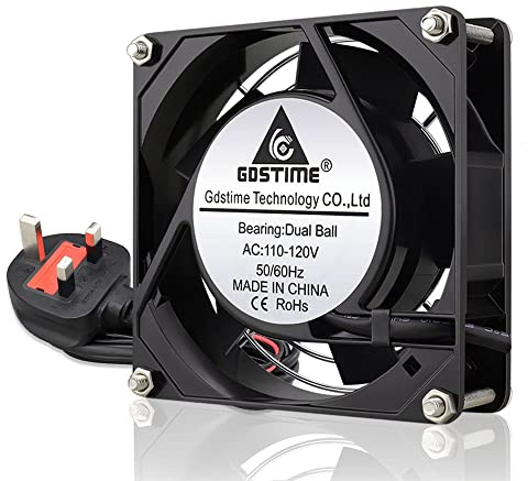 GDSTIME 240V Fan 92mm x 25mm Axial Cooling Fan AC 220V Dual Ball Bearing | 2500 RPM 25 CFM Brushless Industrial for PC CPU and Case DIY ventilation Cooling