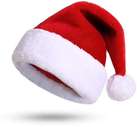 KONVINIT Cappello Babbo Natale Rosso in Peluche - Berretto Natalizio Caldo per Adulti - Costume Uomo e Donna,rosso
