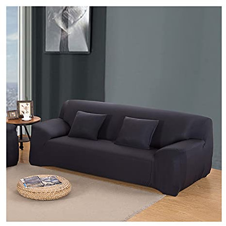 AMDXD Sofa Überwürfe 1 Sitzer, Einfarbig Sofa Stretchhusse Geeignet für 1/2/ 3/4 Sitzsofa und Ecksofa, in Polyester, Anti-Rutsch, Elastischer, Schwarz