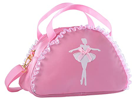 besbomig Borsone Danza Bambina Rosa, Borsa Balletto Palestra a Tracolla con Pizzo, Borse Sportive Ballerina per Ragazze Bambini