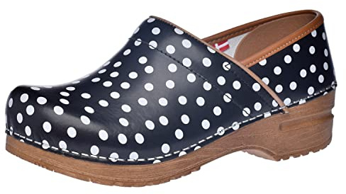 Sanita Professional Festa Closed Clog | Original Handmade Flexible Leather Clog for Women | Maximum stability | Anatomical shaped footbed Vith soft foam | Shock absorbing heel | Svart | 38 EU