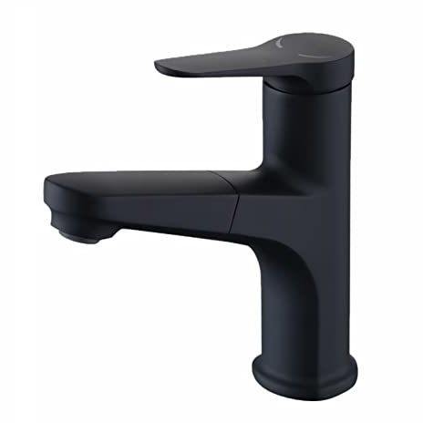 Miscelatore lavabo con doccetta estraibile ottone nero acqua fredda e calda girevole a 360° monoforo Rubinetti bagno flessibile Rubinetto Miscelatore Bagno Monocomando, per primo lavabo