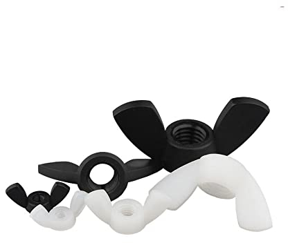 Flügelmuttern, Flügelschrauben, Schmetterlingsflügelschrauben, Rändelschrauben, Schmetterlingsmutter Handfeste schwarze und weiße Nylonmutter Flügelmutter Schmetterlingsmutter Ingot Kunststoff M3 M4m5