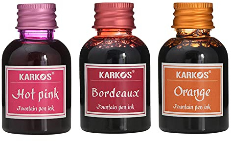 Kalligrafi bläck, set med 3 reservoarpennor, kolfri, skrivritning, kalligrafi konst, glasbläckflaskor, 30 ml