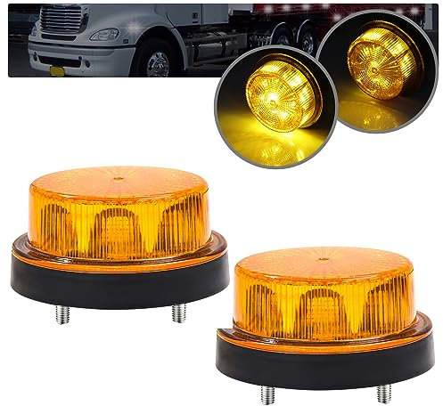 Ygmylandbb Mini Gyrophare d'avertissement LED, 12V 24V LED Clignotant Phare Lampe d'Avertissement Éclairage Ampoule Stroboscopique, 2pcs (Ambre)