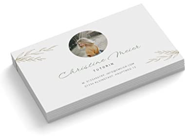 Visitenkarten mit Foto personalisieren | Tutorin | 1-seitig | Querformat | Menge + Papier zur Auswahl | gestalten | hochwertig | 350 g Qualitätsdruck | Tutor | Student | Lehrer (100 Stück)