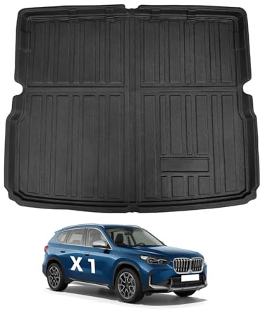 YEE PIN X1 iX1 U11 2023 Kofferraummatte Kompatibel mit BMW X1 U11 Hybrid iX1 U11 EV 2022-2024 Gummi Kofferraumwanne TPE Kofferraumshutz Gummimatte iX1 Electric Hoher Rand Organizer Rutschfester
