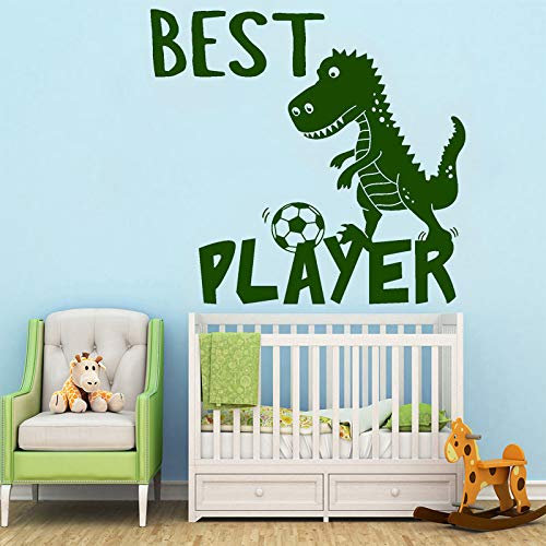 Aufkleber Bester Spieler Dinosaurier Vinyl Wandtattoos Fußball Wandbilder Jungen Zimmer Heimdekoration Kinderzimmer Dekoration 28X30Cm
