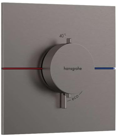 hansgrohe ShowerSelect Comfort E - Thermostat Unterputz, Armatur mit Sicherheitssperre (SafetyStop) bei 40° C, eckiges Thermostat, Mischbatterie für 3 Verbraucher, Brushed Black Chrome