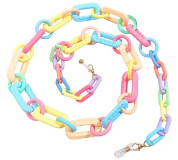 AOOLIA Brillenkettenhalter aus Acryl für Damen, Sonnenbrille, Umhängeband, Halskette, dekorative Kette, Brillen-Halter, Brillenband, Acryl, bunt, Mitte