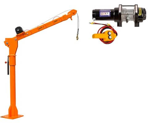 Manivelle/petite grue électrique, grue domestique montée sur véhicule 12v 24v 220v, palan de levage monté sur camion DOLUNTO (Color : 500kg 12v electric winch)