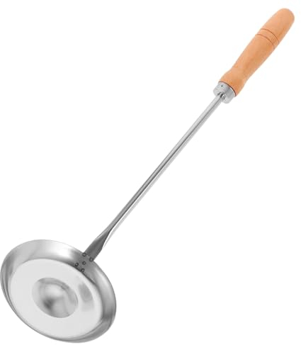 LIFKOME Stainless Steel Concave Convex Spoon Wooden Handle for Frying Snacks Non-Stick Kitchen Cooking Tool Random Style