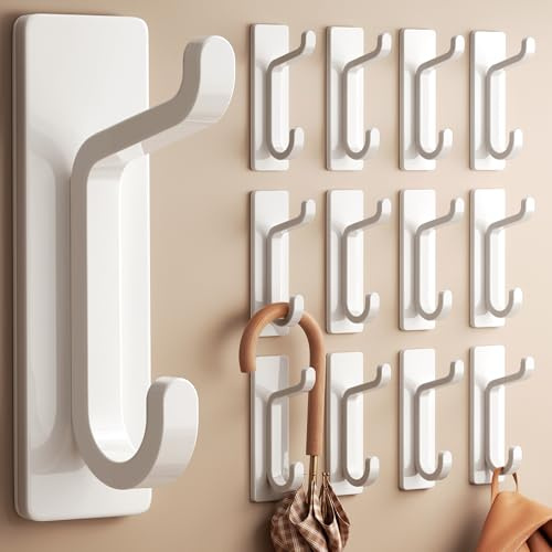 pickpiff 12-Pack Self Adhesive Hook, 6KG Extra Sticky and Strong, White