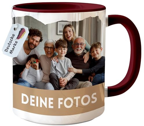 Tasse personalisiert mit eigenem Foto personalisierte Tasse mit Foto Geschenk für Freundin Geschenke Frauen Fototasse bedrucken Muttertagsgeschenk Fototasse Fotogeschenke Kaffeetasse (Bordeaux)