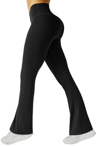 Fritidsbyxor dam, dambyxor stretch, yogabyxor, lediga arbetsbyxor, hög midja, fritidsbyxor, affärer, utsvängda leggings, sportbyxor, svart, XL