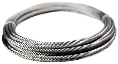 SkyjOy Stahlseil Durchmesser 0,8 mm – 8 mm, Länge 2 – 100 m, Wäscheleine, Drahtseilkabel aus Edelstahl 304 Drahtseil(5 Meter,Diameter 5mm)