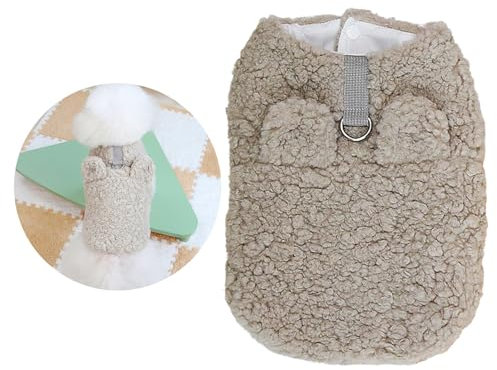 Fleece Hundepullover,Niedliche Kaninchenohren Hundepullover,Pullover Pullover mit D-Ring,Weiches Sweatshirt mit Leine Loch,Weiche Fuzzy Hundebekleidung für kleine Hunde Yorkie (Braun, M)