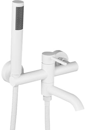 Generisch Badewanne Armatur Badewannenarmatur Weiß mit Handbrause Einhebelmischer Dusche Messing mit 90° drehbarem Auslauf