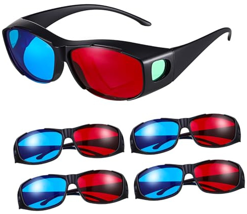 Artibetter Lunettes 3d Rouges Et Bleues Anaglyphes En Plastique Lot De 5 Lunettes 3d Légères Accessoires Pour Cinéma, Jeux Vidéo Et Maison Taille Standard