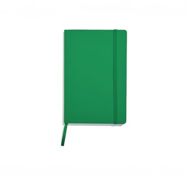 Muitomas, Bloc de Notas A5, cuaderno de apuntes para oficina, con cubierta blanda, bolsillo interior y cierre elástico, 120 hojas rayadas, 13 x 21 cm, color verde