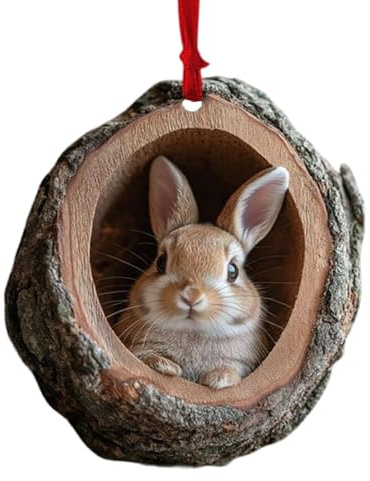 Ornamento Natalizio Coniglio, Coniglio Nel Buco 'Albero Ornamento Natalizio Da Appendere, Simpatico Ornamento Animale Decorazione Natalizia Per Albero Di Natale, Retrovisore Auto, Soggiorno
