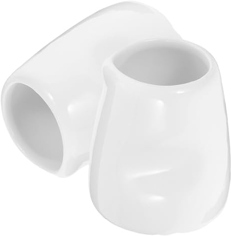 BEBEMOKO Juego de 2 Tazas de Cerámica Pequeñas para Leche y Café, Diseño Mini y Saludable, Ideales para Uso Hogar y Servir Salsas