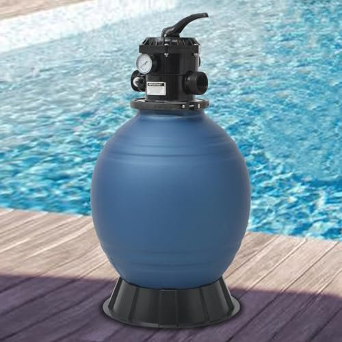 Xichuzi Pool-Sandfilter mit 6-Wege-Ventil, Sandfilteranlage Pool, Poolpumpe, Poolfilter, Sandfilter, Sandfilterpumpe Für Pool, Pool Filtersand, Filterkessel Blau 460 mm