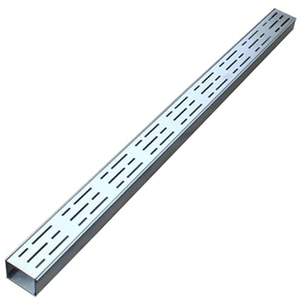 Kit de desagüe de acero inoxidable con canal extraíble para jardín, acera, estacionamiento, baño, sistema de drenaje de agua rectangular estrecho, 100 x 7 x 3 cm