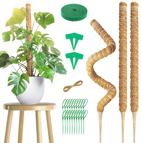 3 Pezzi Sostegno per Piante,70cm Fibra di Cocco per Piante,con Accessori,Vasi per Piante da Interno per Casa Giardino Balcone,Sostegno per Piante Rampicanti Applicabile a Piante
