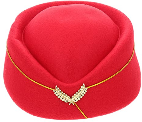 Garneck Stewardess Hut Rot - Vintage Flugbegleiter Mütze Für Cosplay - Bühnenkostüme Oder Als Schicke Kopfbedeckung Für Damen Ideal Für Airline Uniformen Und Besondere Anlässe