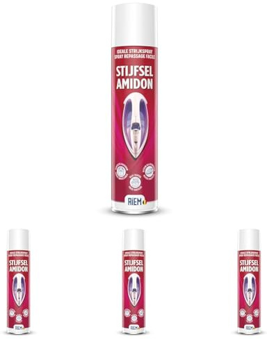 Riem - Amidon 400 ML - Spray Repassage Facile - Textiles Naturels - Textiles Synthétiques - Glisse Parfaite du Fer à Repasser (Lot de 4)