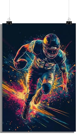 25 Artstreet - American-Football-Poster - Sportplakat - Sportplakat - Aktionsplakat - Wandposter – Hochwertige Plakat & Kunstdrucke – Ohne Rahmen – Posterästhetik - Papier Material - 60x90cm