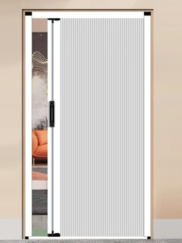 Porte Pliante accordéon Portes Accordéon Intérieures Blanches, Portes Coulissantes En Accordéon Dissimulées Pour Cloison De Séparation, Cuisine Ou Salle De Bain Avec Serrure, Sans Perçage(90x203cm)