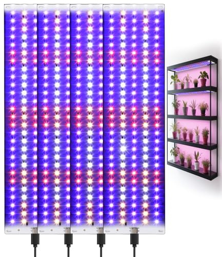 4 Pcs Lampe de Plante LED, Lampe Plante Interieur,Lampe pour Plante,Lampe Led Horticole,avec Minuterie de 3/9/12 Heures,Niveaux,pour Semis Succulentes Végétale Floraison