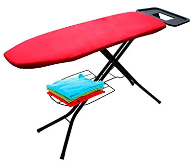 ZJPOJPH Tabla de Planchar Plegable con reposa Plancha y Bandeja para Ropa, Altura Ajustable en 4 Niveles, Espuma de 1 cm de Grosor, Tabla de Planchar metálica