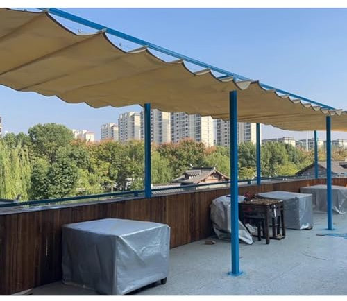 Toldo retráctil de vela para exteriores, pérgola, toldo de 3 x 5 m, cubierta de protección solar para patio, terraza y zona de piscina, toldo elegante y duradero para exteriores