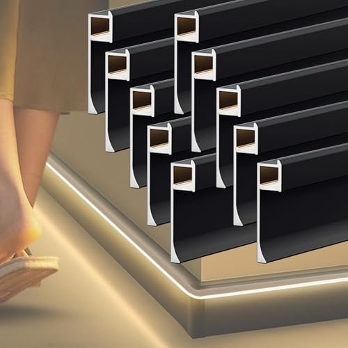 RENLXFI Veletta LED Soffitto Confezione da 10 Profili per Battiscopa in Alluminio A LED da 2 M, Battiscopa A LED per Illuminazione Indiretta/Base A Parete per Scale del Corridoio(7.5 cm (3 in))