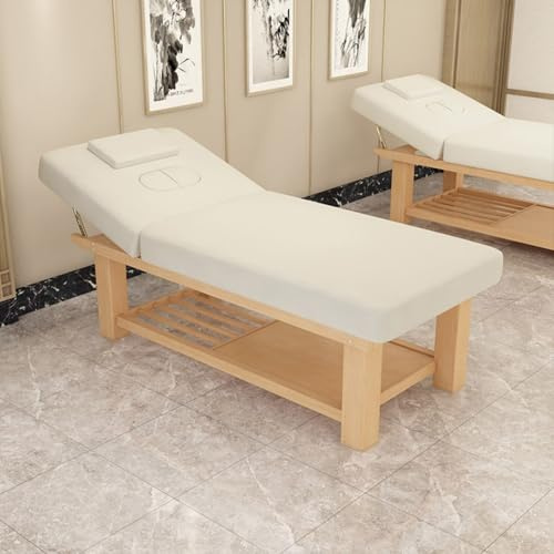 Joytar Professionelle stationäre Massageliege, Hochleistungs-Spa-Gesichtsliege, Kosmetikliege aus Massivholz mit Löchern, Physiotherapieliege, 185 x 70 cm(White)