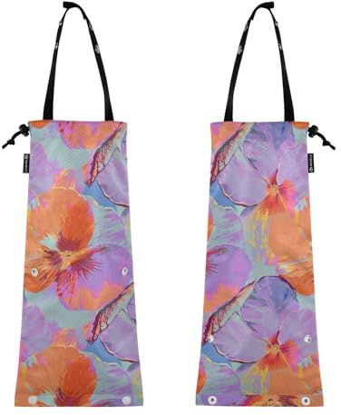 Juego de 2 bolsas de basura reutilizables para coche, diseño de flores en 3D