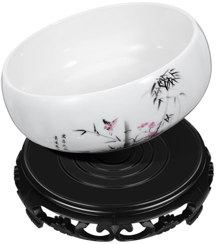 ibasenice Vaso Per Piante in Ceramica Per Coltivazione Con Base in Plastica Vaso Per Fiori Rotondo in Ceramica Adatto Per Ufficio Casa Balcone