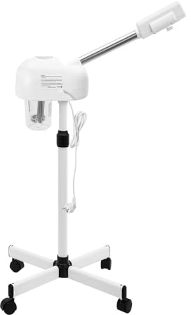 Mqwdxzfes 750W Ozon Gesichtsdampfer, Gesichtssauna Verdampfer mit LCD-Display, 600ml Tank & Rollen, Heißdampf Dampfgerät, Verdampfer Vapozon Bedampfer, Kosmetik Dampfgerät für Hause Spa, Beautysalon