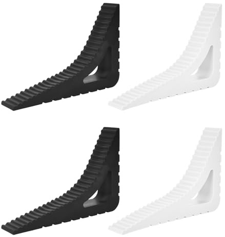 Luxvara 4 Stück Türkeil, Fensterstopper, Türstopper Boden, Gummi Türstopper Rutschfest, Keile Rutschfest Kratzfrei, Klinke Türklinkenpuffer für Badezimmer Küche Kinderzimmer (Weiß, Schwarz)