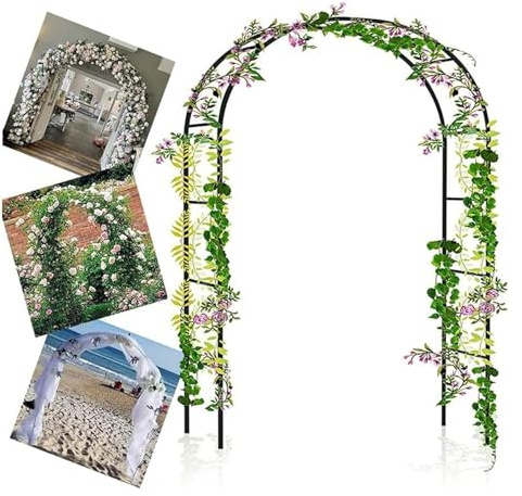 Arche de jardin, pergola, treillage en métal pour rosiers grimpants, structure en acier robuste, arche de mariage, support tubulaire durable, décoration extérieure (l x H) 9 x 7 m