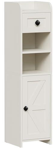 BEWISHOME Badezimmerschrank,Toilettenschrank,Badschrank schmales,Badezimmer Toilettenpapier,Schublade für kleine Räume,einfache Montage 20x20x80cm Wolke Weiß EYYG05W