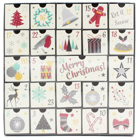 Christmas Advent Calendar with 24 Drawers - Add your own Treats - Traditional Design