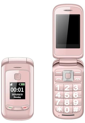 XUMIUZIY 2G-Klapptelefon, Dual-SIM-Karte Entsperrtes Mobiltelefon mit Großen Tasten, SOS-Taste, Taschenlampe, für Senioren, ältere Menschen, Hörgeschädigte, GSM 900 1800 MHz