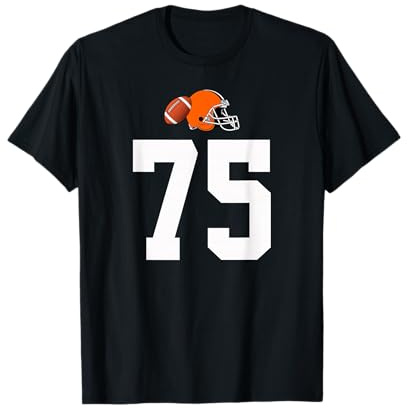 Americano Fútbol Casco Estilo Vintage Número 75 Camiseta