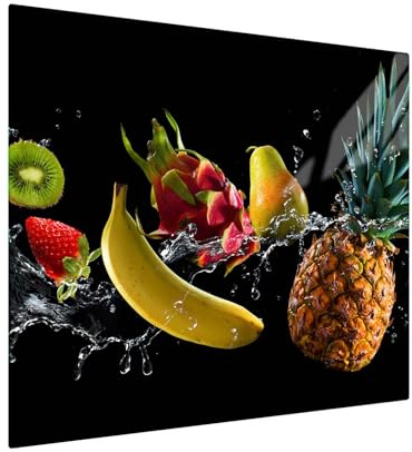 Herdabdeckplatte – Gehärtetes Glas Schneidebrett & Ceranfeld Abdeckplatte 1 Teilig 60x52 – Hygienisch & Rutschfest – Schutz für Induktion, Ceran - Tropenobst - SFArt