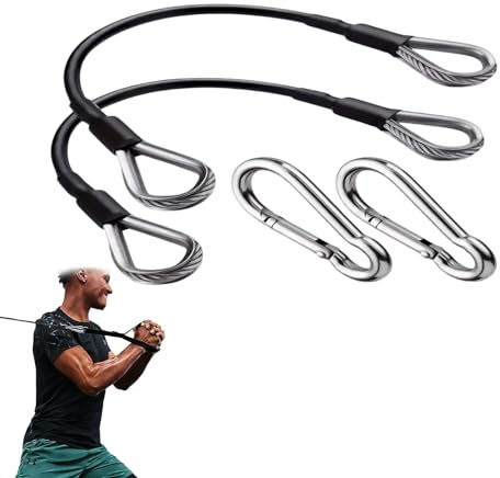 YTAXYZWR Cavo prolunga Fitness 2 Pezzi con 2 moschettoni Grandi, Accessori per Attrezzatura Palestra Domestica 25,4 cm Compatibile con Ganci 30 mm, Nero Resistente per Allenamento tricipiti Schiena g