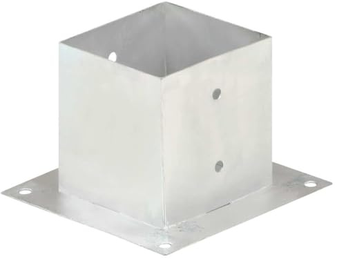 Genérico Anclajes para Postes 4 Unidades Metal galvanizado 141 mm,Bricolaje,Vallas de jardín,Postes de Cerca,145452